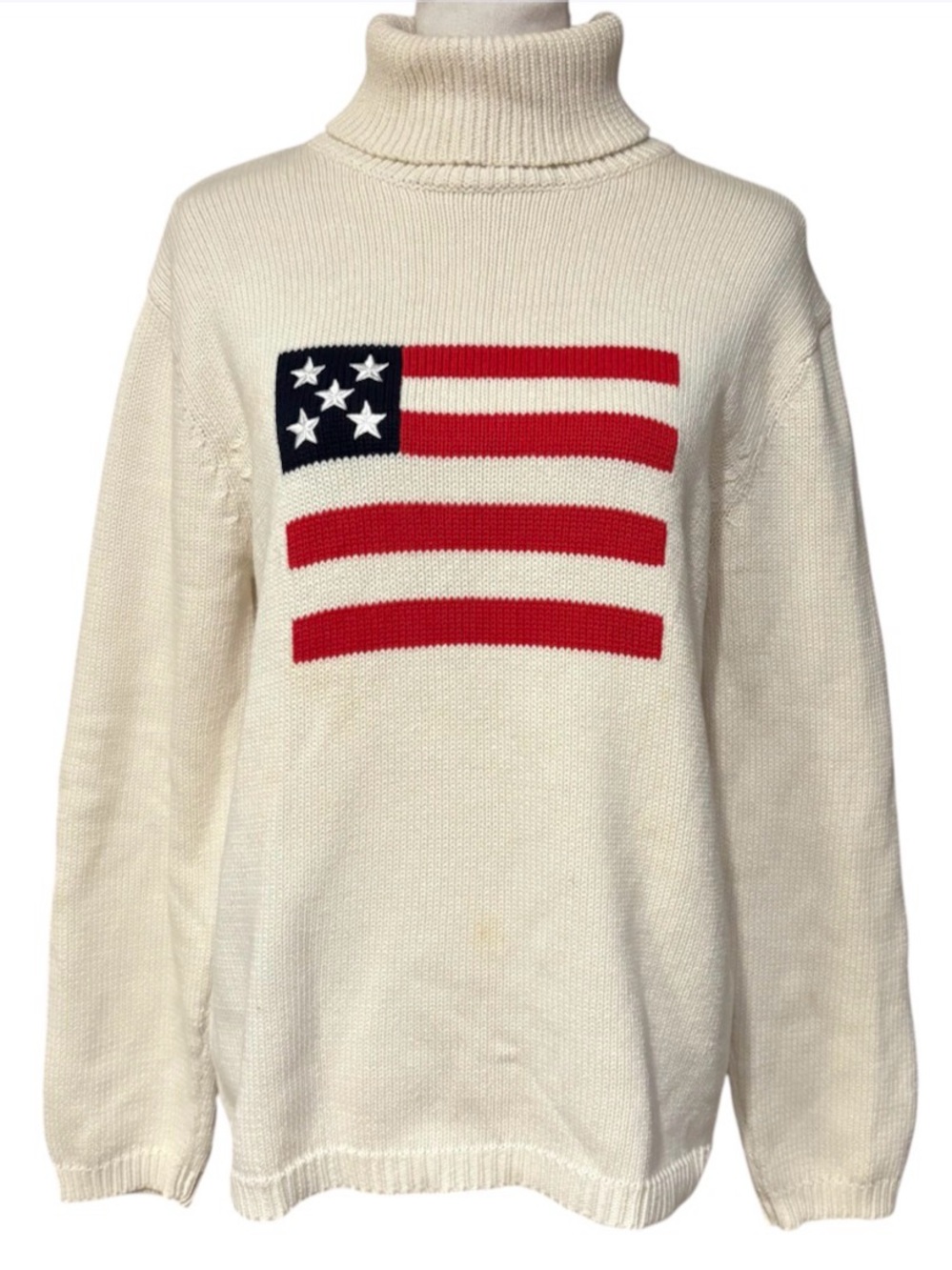Liz Claiborne American Flag Turtleneck Knit Sweater Size Large